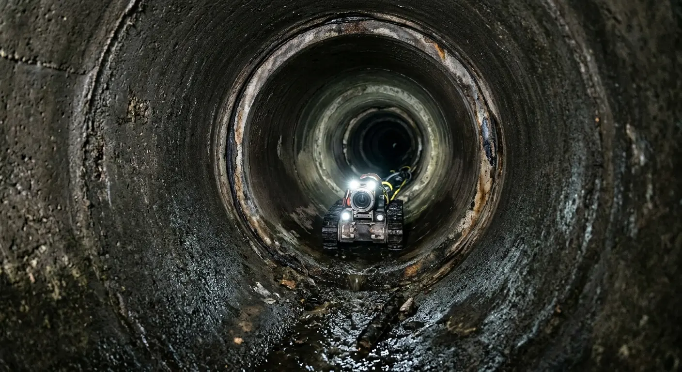 Robotic sewer camera inspecting pipe interior for Sewer Line Cleaning in Midwest City